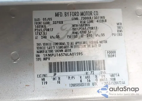 2006 Ford Expedition Xlt/Xlt Sport from USA, damaged, VIN 1FMPU16576LA01595